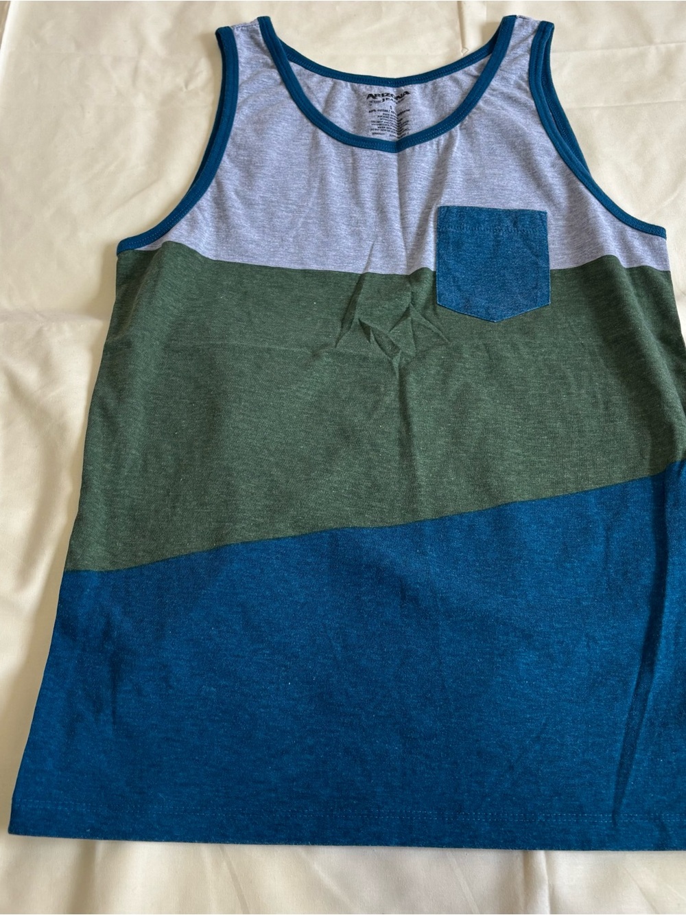 Men’s Colorblock Tank Top in Teal, Olive & Light Gray